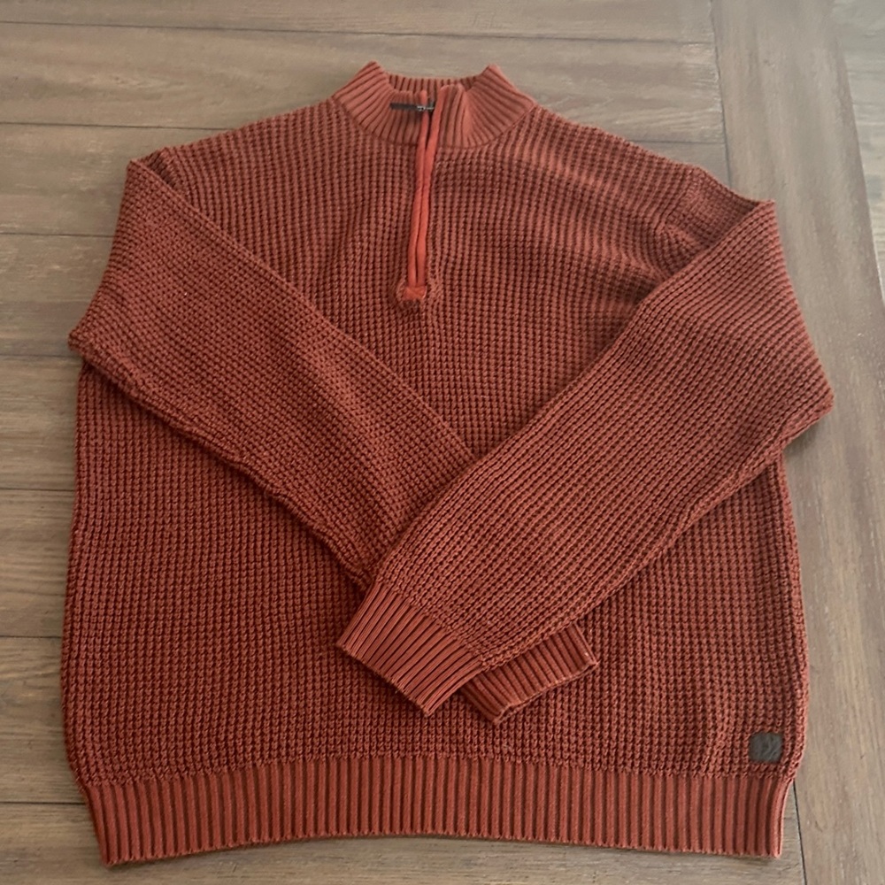 Bass Men's Brick Red 1/4 Zip-Up Sweater Size XXL